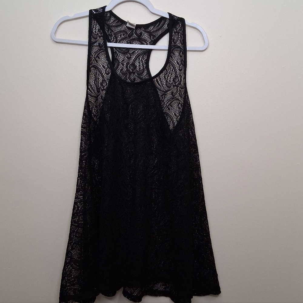 West Loop Black Lace Swim Cover-up Large Bikini Cover-Up